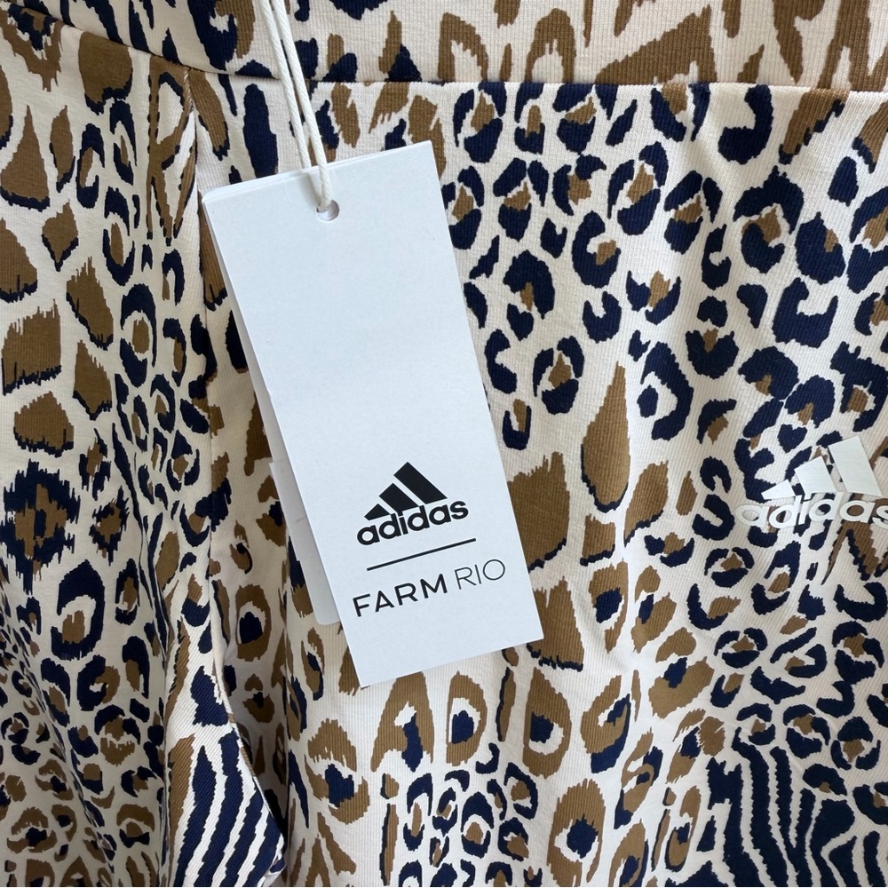 FARM Rio X ADIDAS | Oasis Night Animal Print Elastic Pull-on Stretch Bike Shorts - Picture 11 of 13